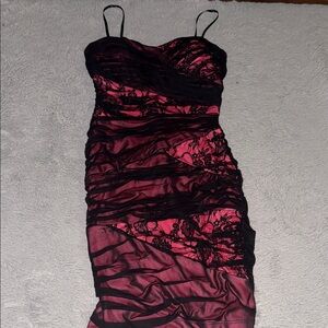 City Triangles mini dress in pink with black lace! Women’s size medium!
